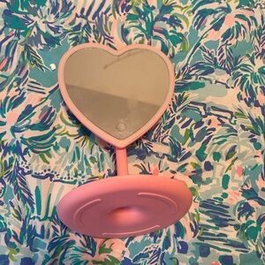 Heart-Shaped Pink Vanity Mirror